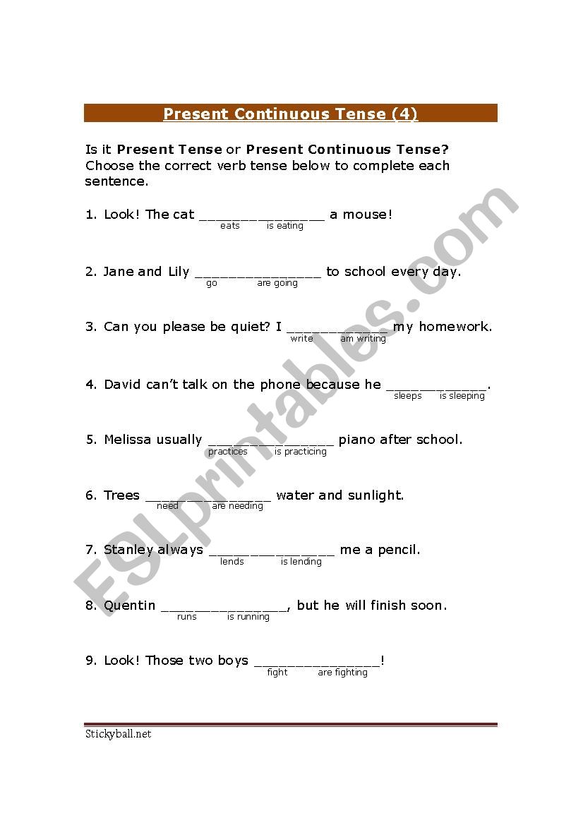 present simple or present progressinve