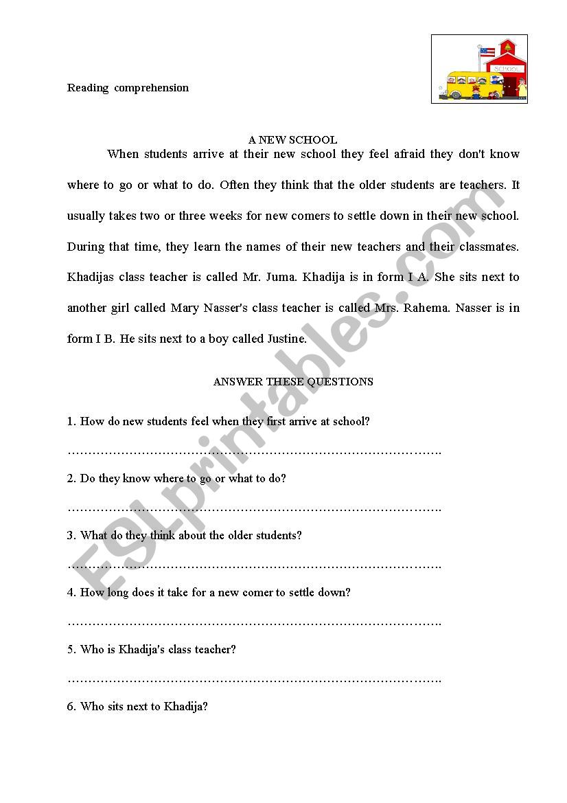 My school worksheet