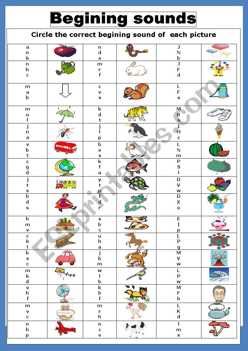 Phonetic / beginning sound - ESL worksheet by jhansi