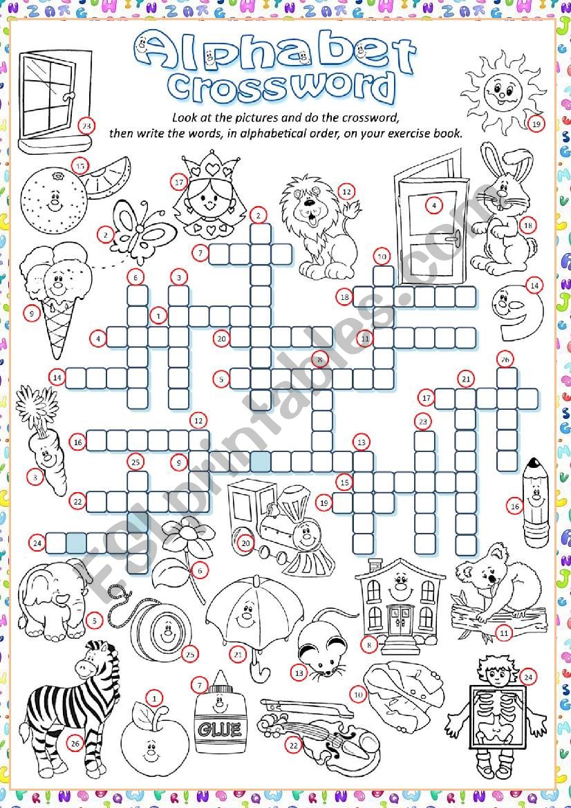 ** Alphabet Crossword  ** worksheet