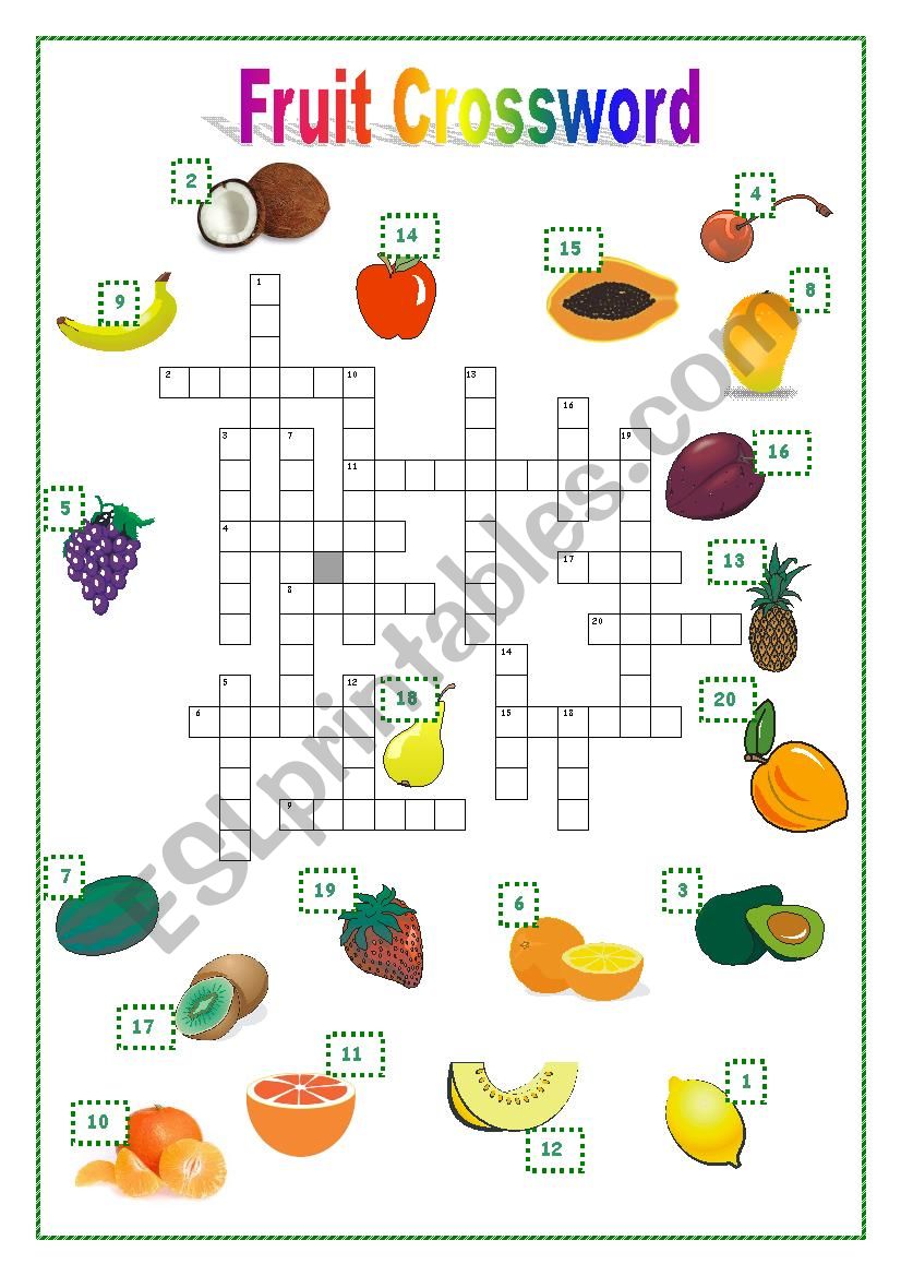 Fruit Crossword worksheet