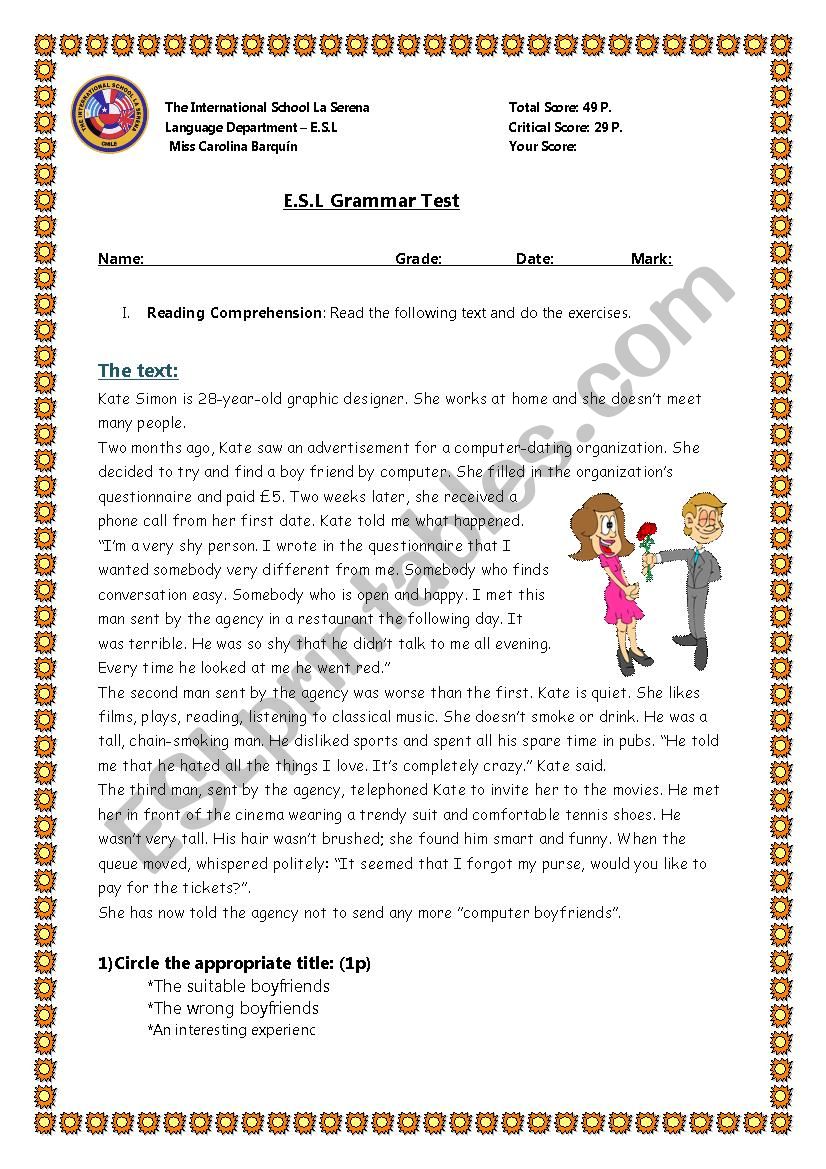 Grammar Test worksheet