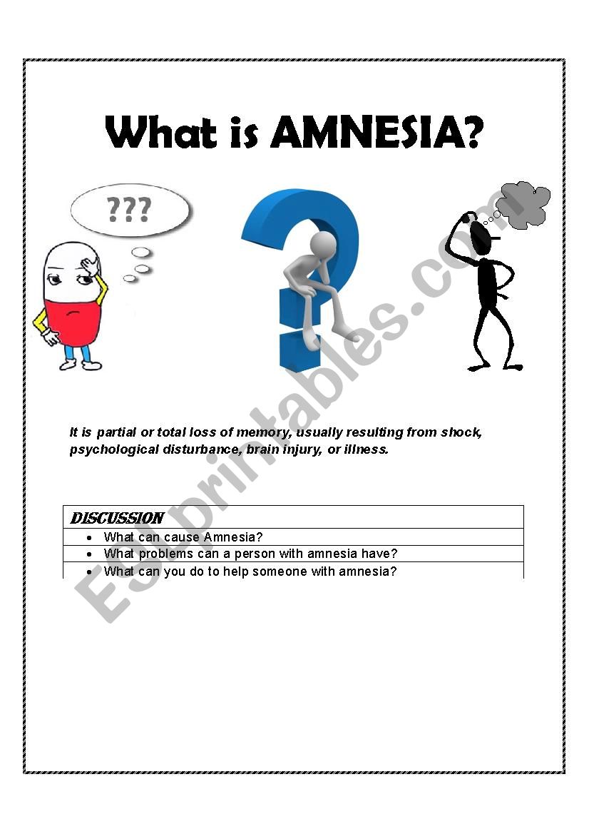 Discussion and listening activity on amnesia