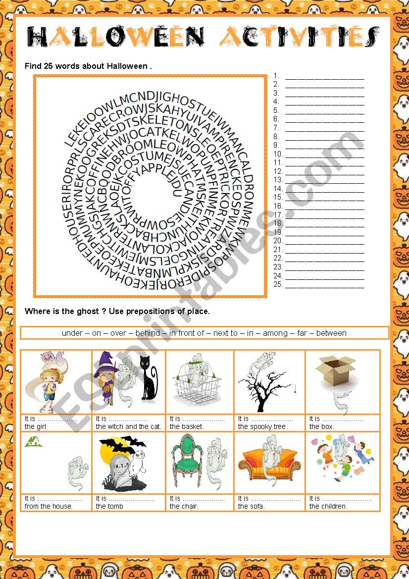 HALLOWEEN ACTIVITIES worksheet