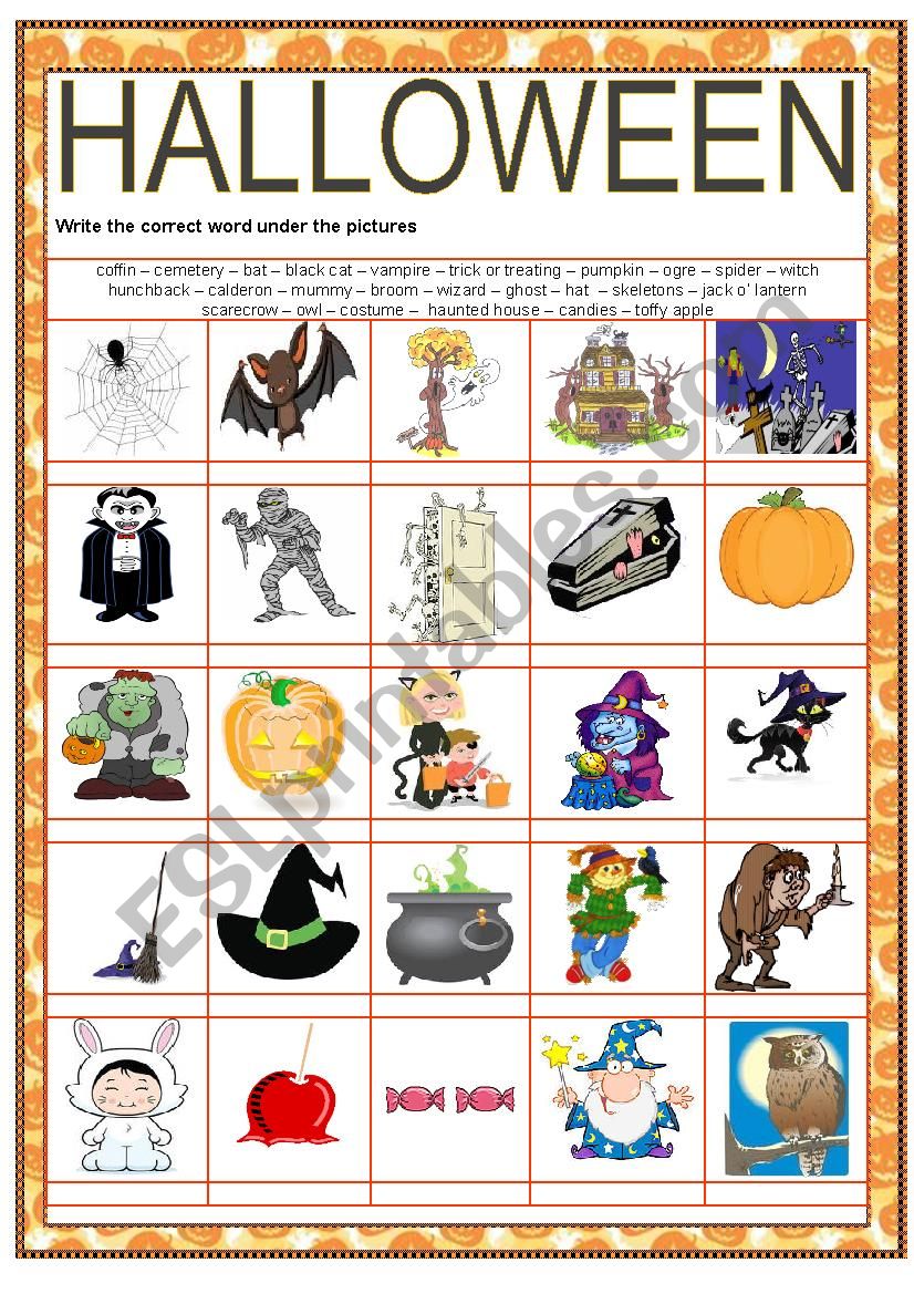 HALLOWEEN PICTIONARY worksheet