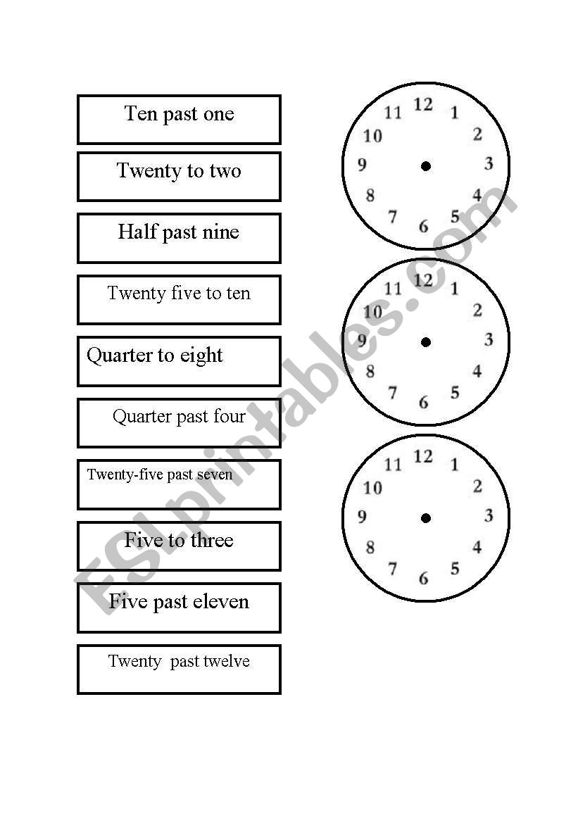 Telling the time - GAMES worksheet