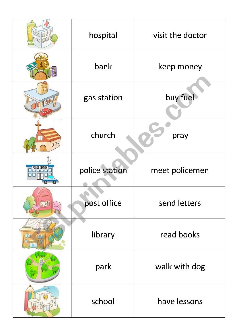 Places in town worksheet