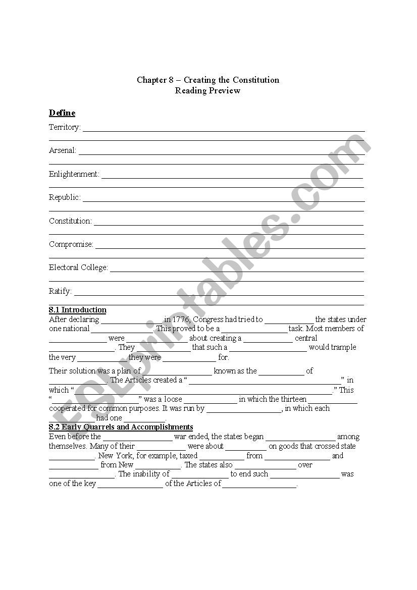 History Alive - United States through Industrialism Chapter 8 Fill-in