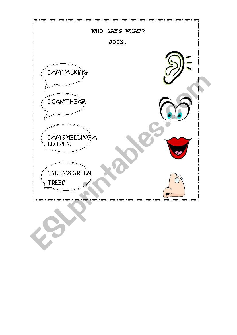 Senses worksheet