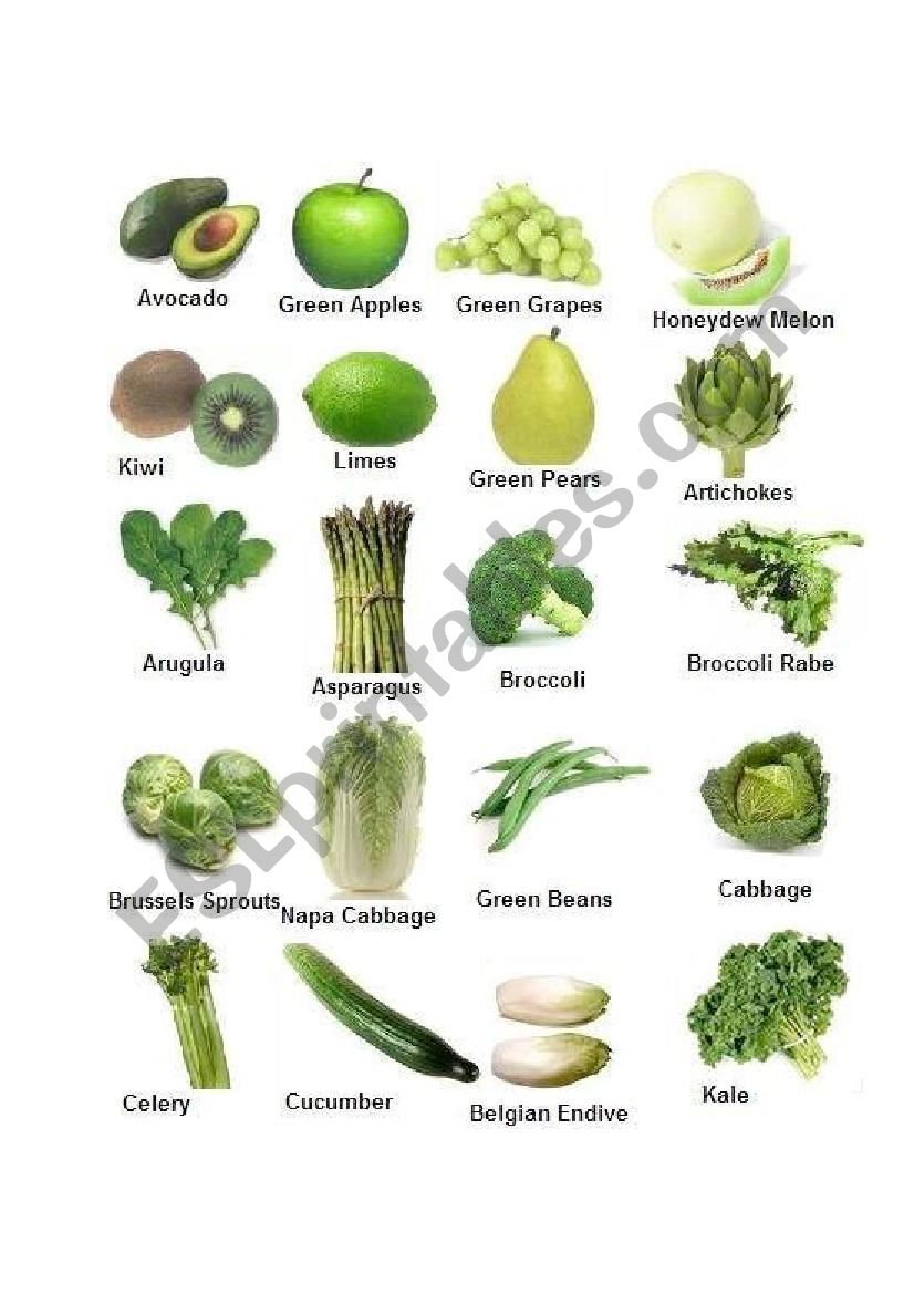 vegetables worksheet