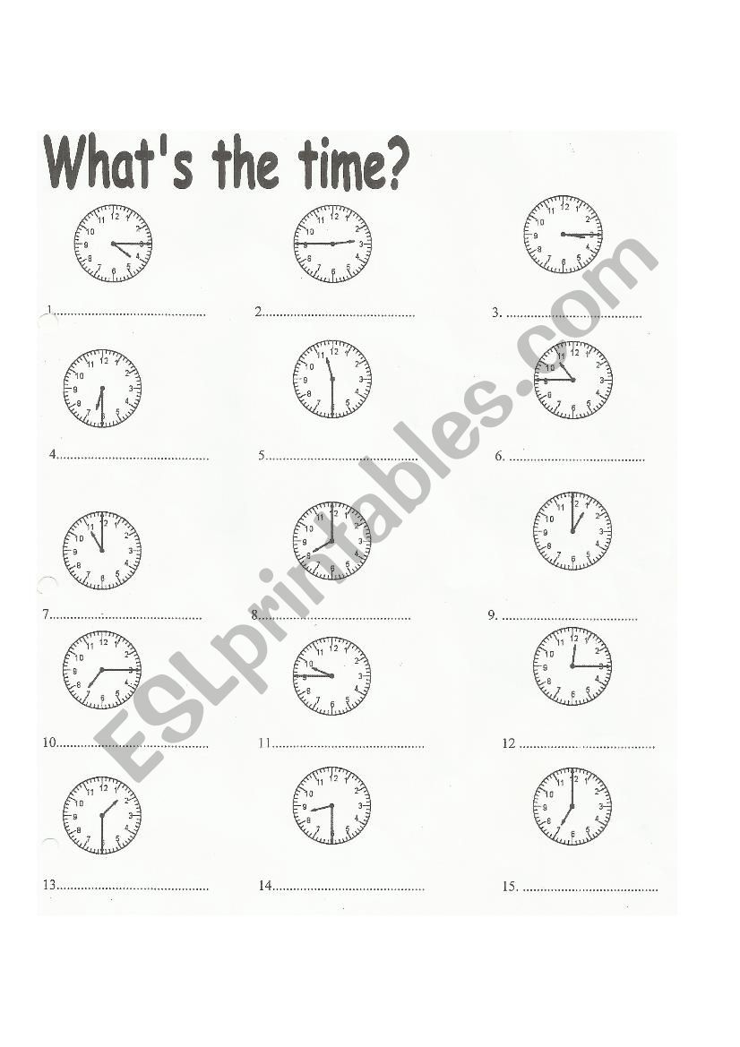 Whats the time? worksheet