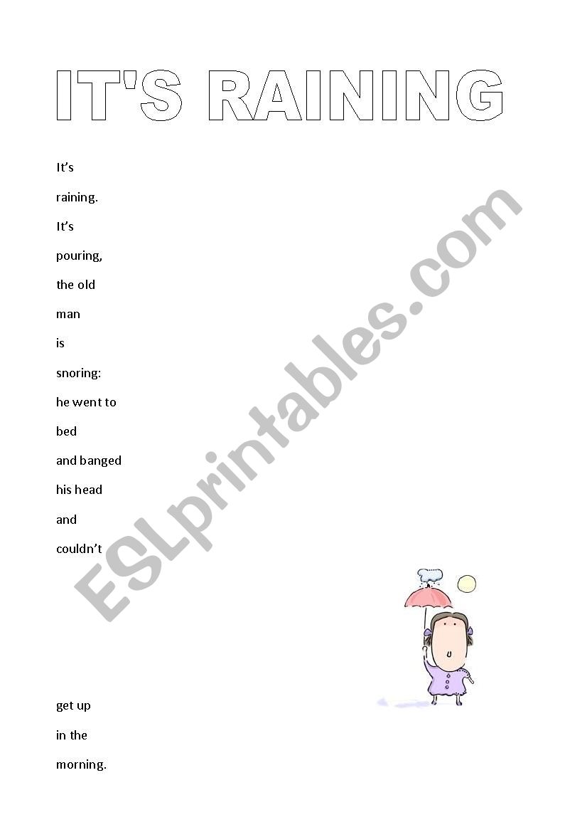 ItÂ´s raining worksheet