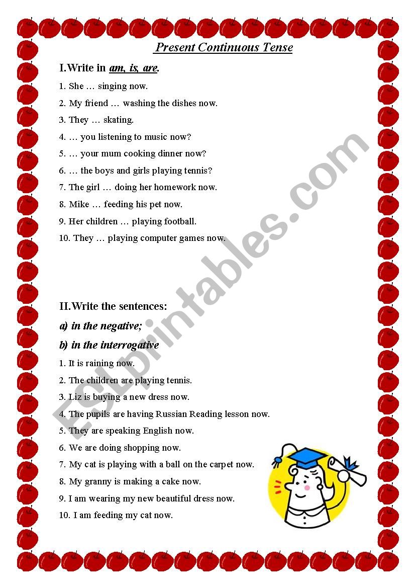 Present Continuous Tense worksheet