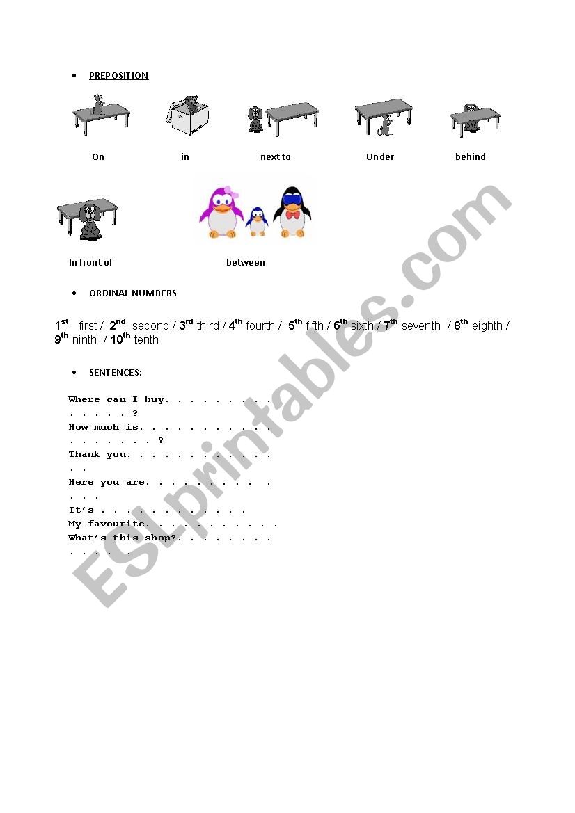 Prepositions and Ordinal numbers