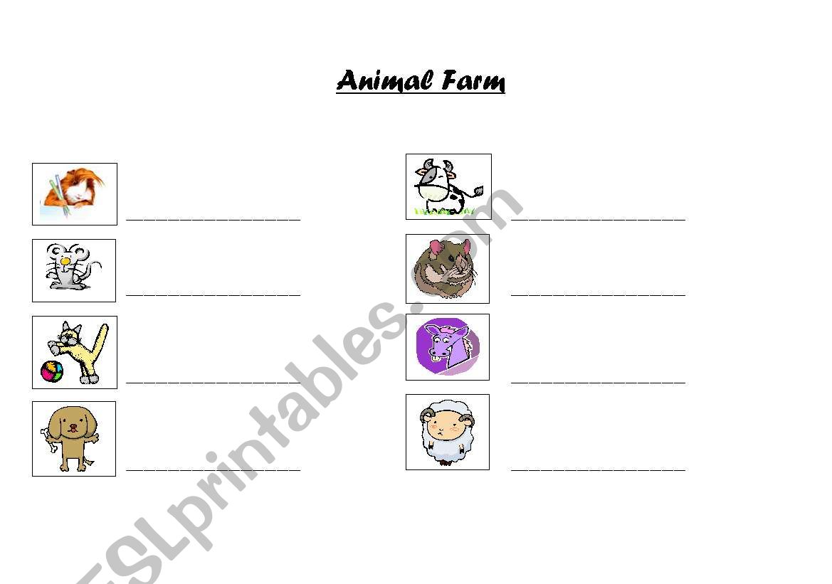Animal farm worksheet