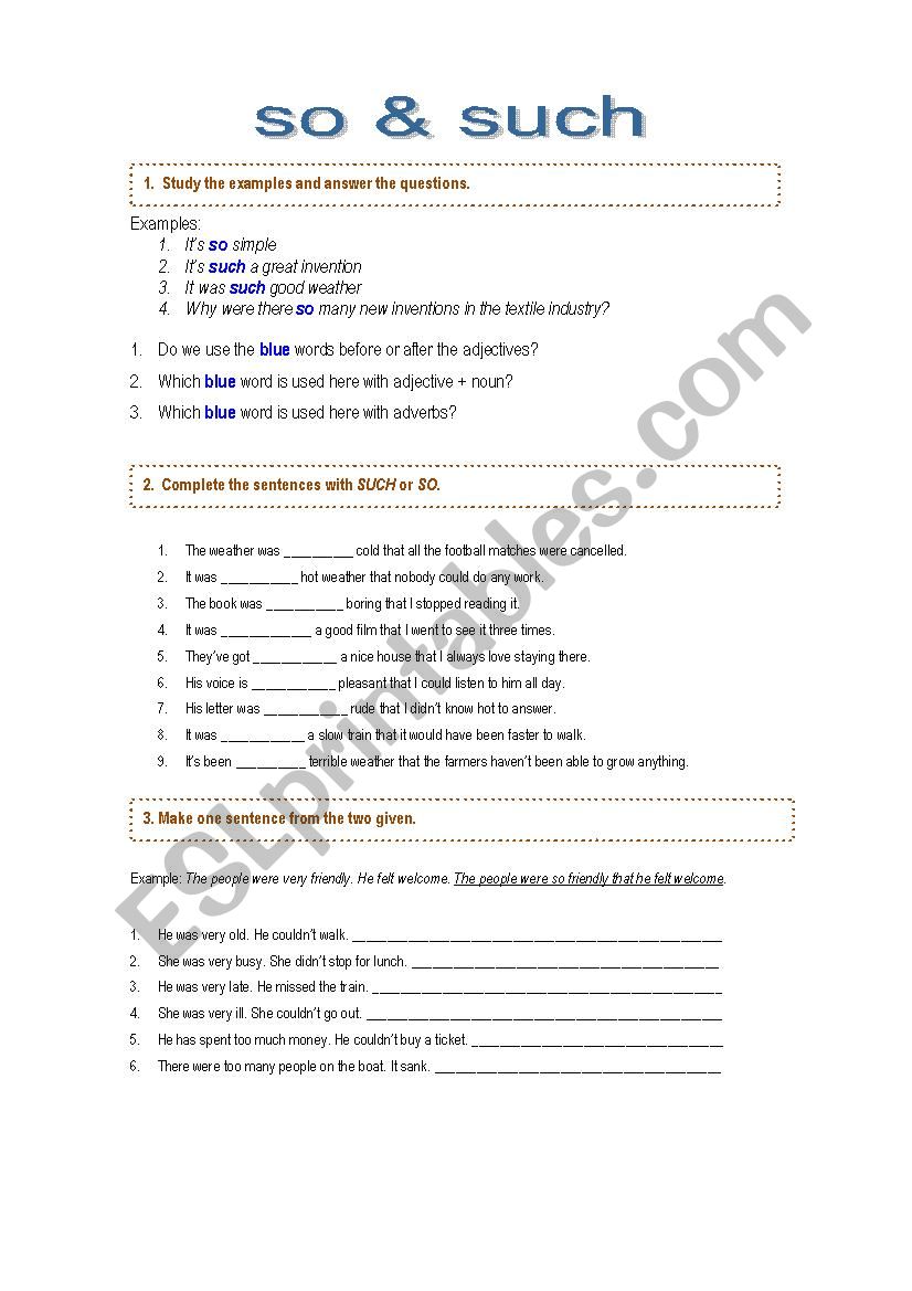 So & Such worksheet