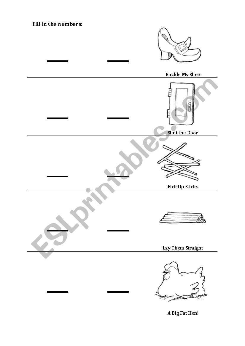 One Two Buckle My Shoe Worksheet