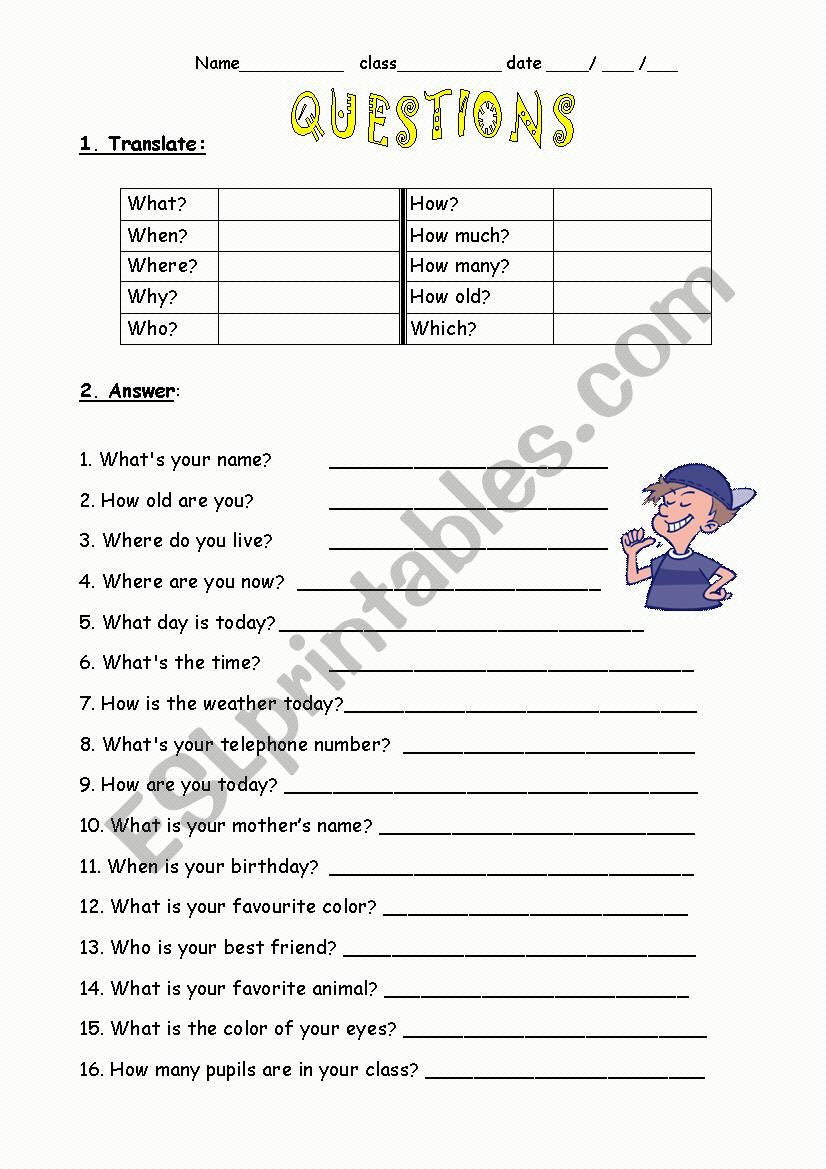 Questions worksheet