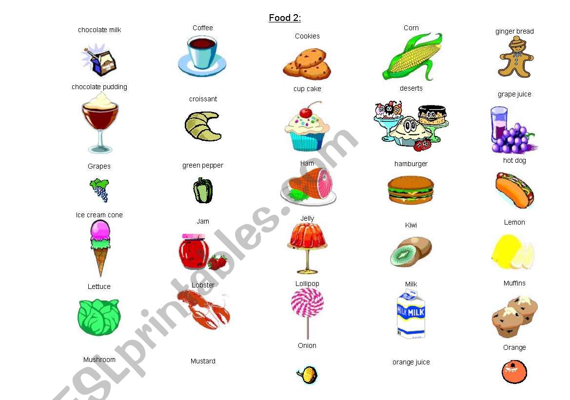 food picture dictionary 2 worksheet