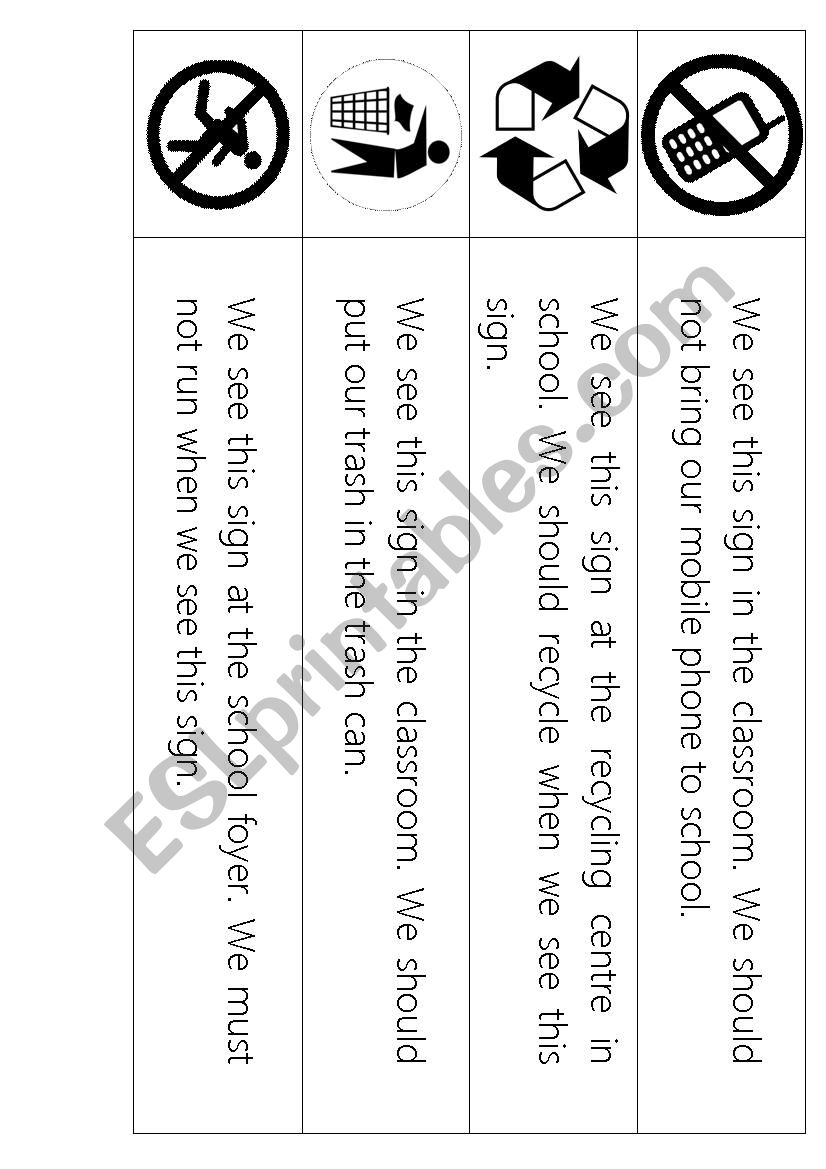 Signs in class worksheet