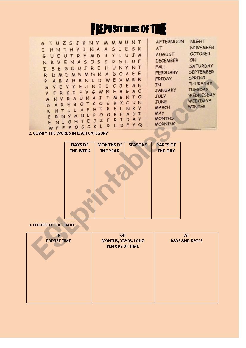 Prepositions of time worksheet