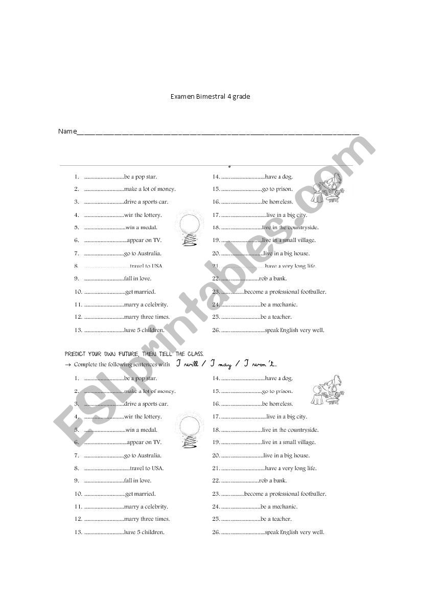 Future with will worksheet