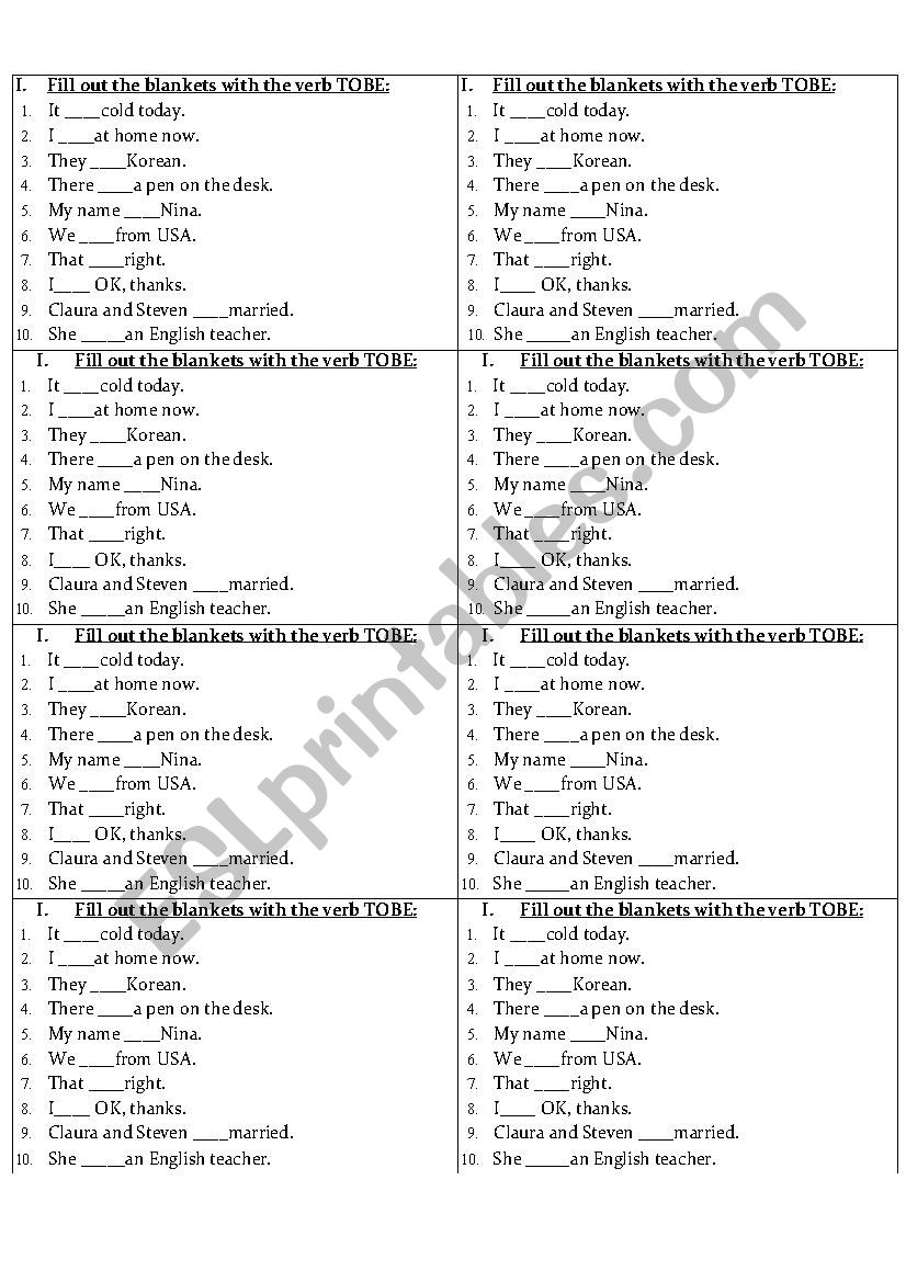 Exercise (Hand-out) for Verb 