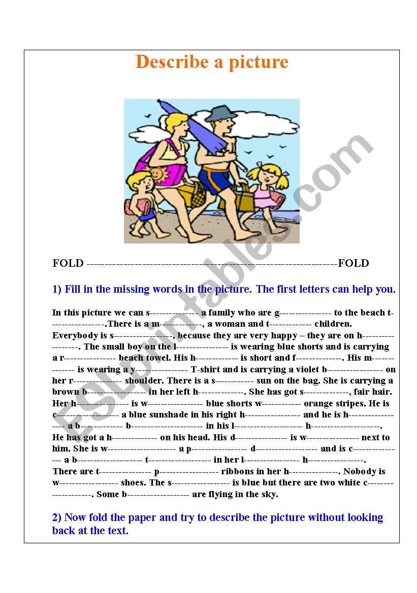 Describe a picture worksheet