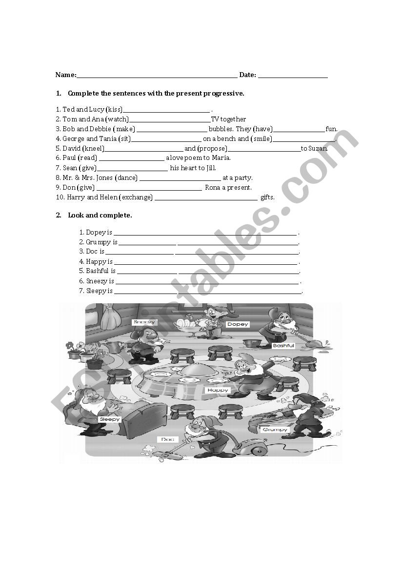 PRESENT PROGRESIVE worksheet