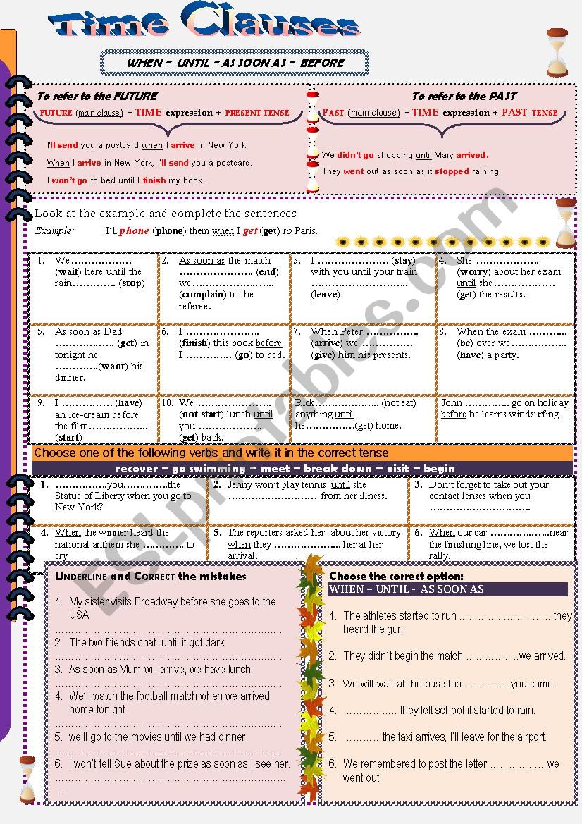 Time linkers worksheet