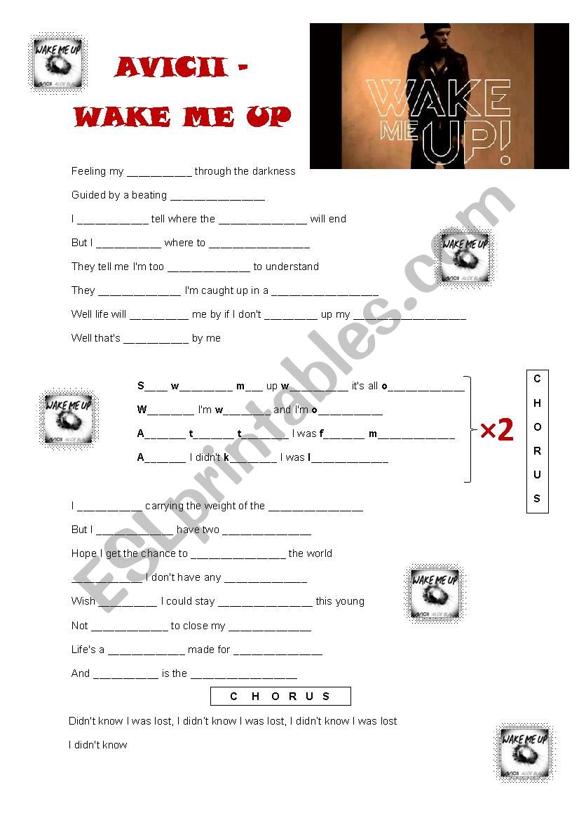 Avicii - Wake me up worksheet