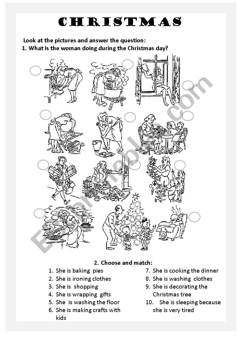 Christmas day worksheet