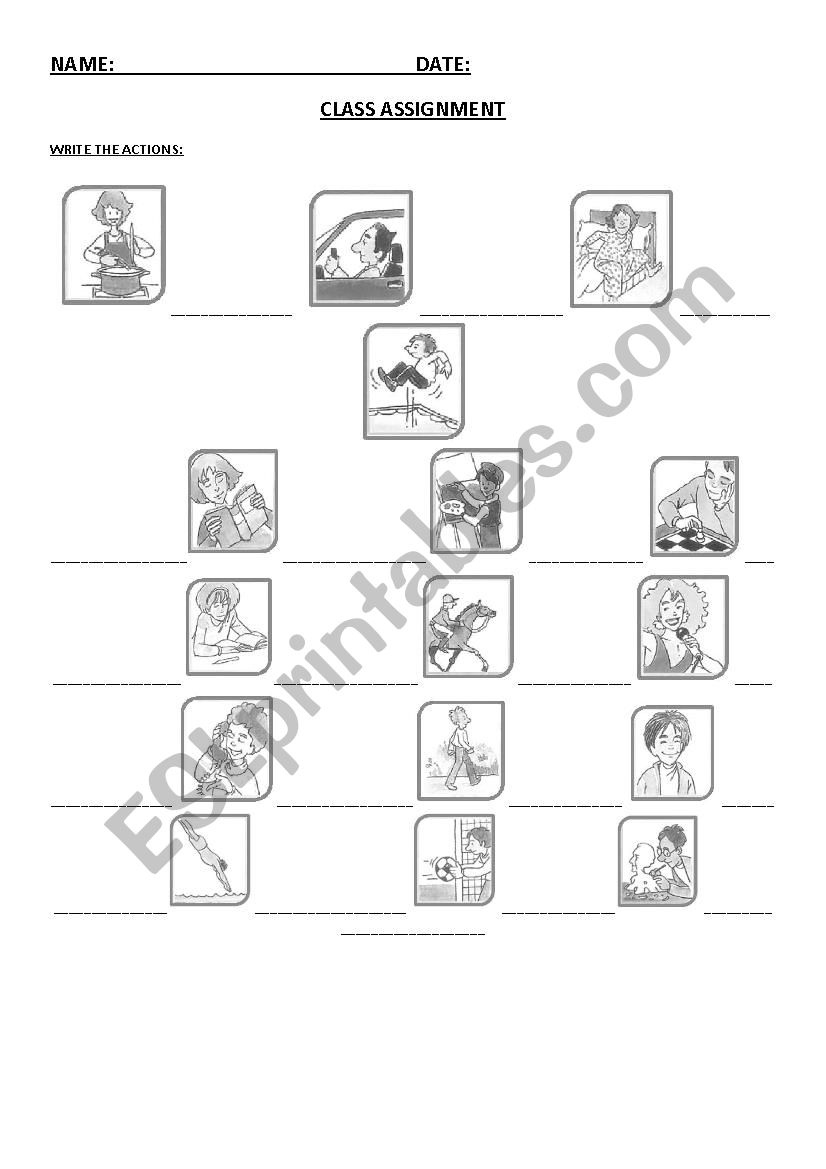 ACTION VERBS worksheet
