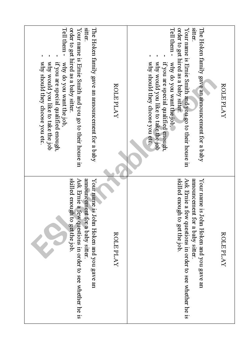 ROLE PLAY worksheet