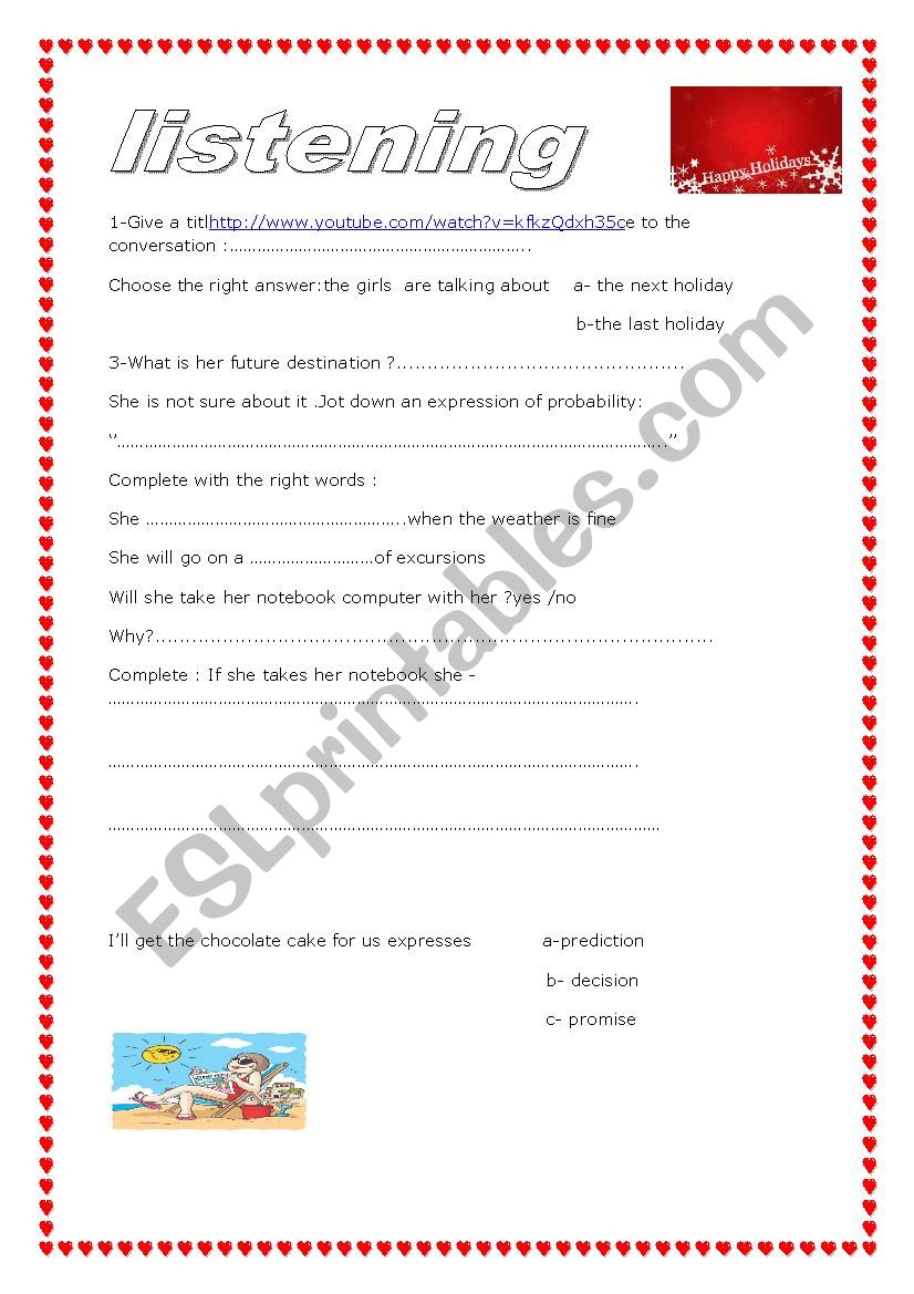 listening  worksheet