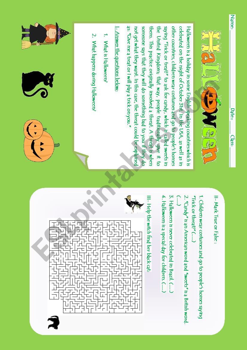 Halloween  worksheet