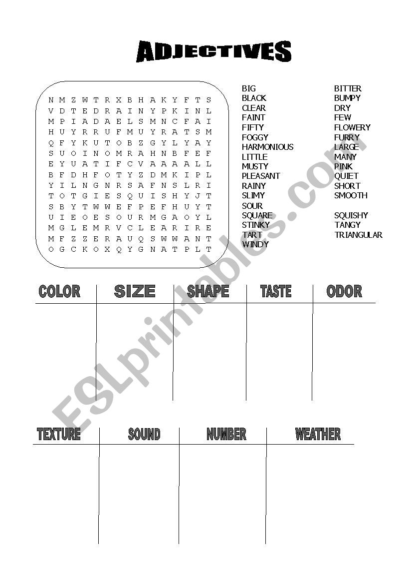 ADJECTIVES worksheet