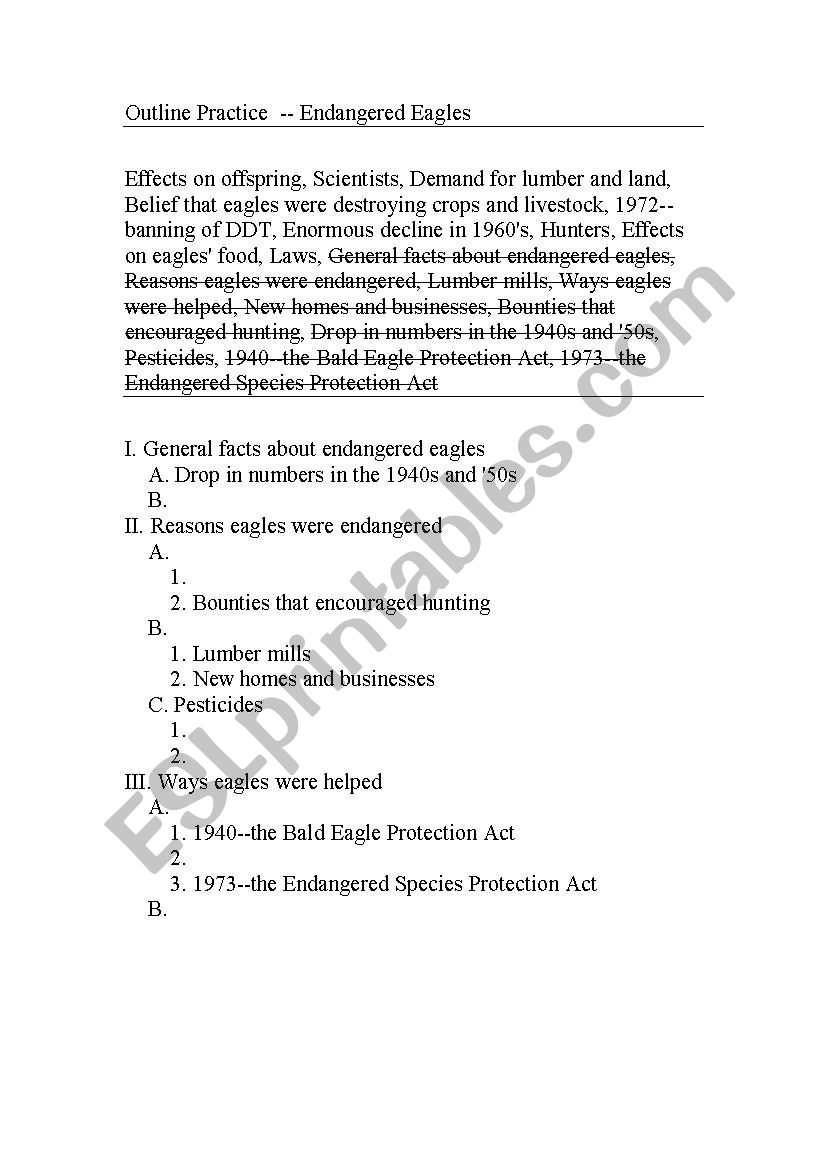 Outline Practice worksheet