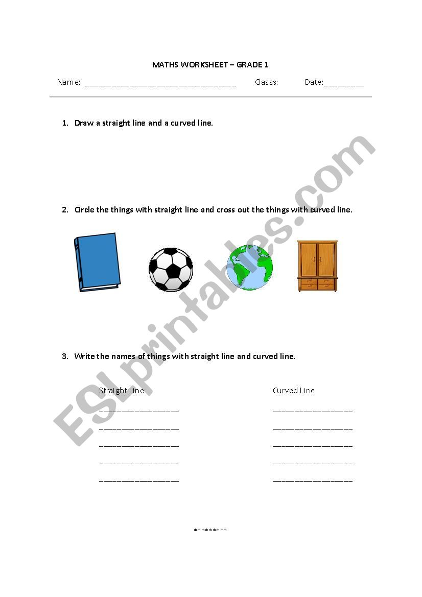 Straight and Curved Lines worksheet