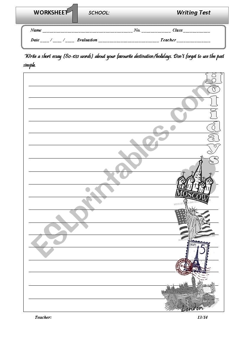 writing exercise worksheet