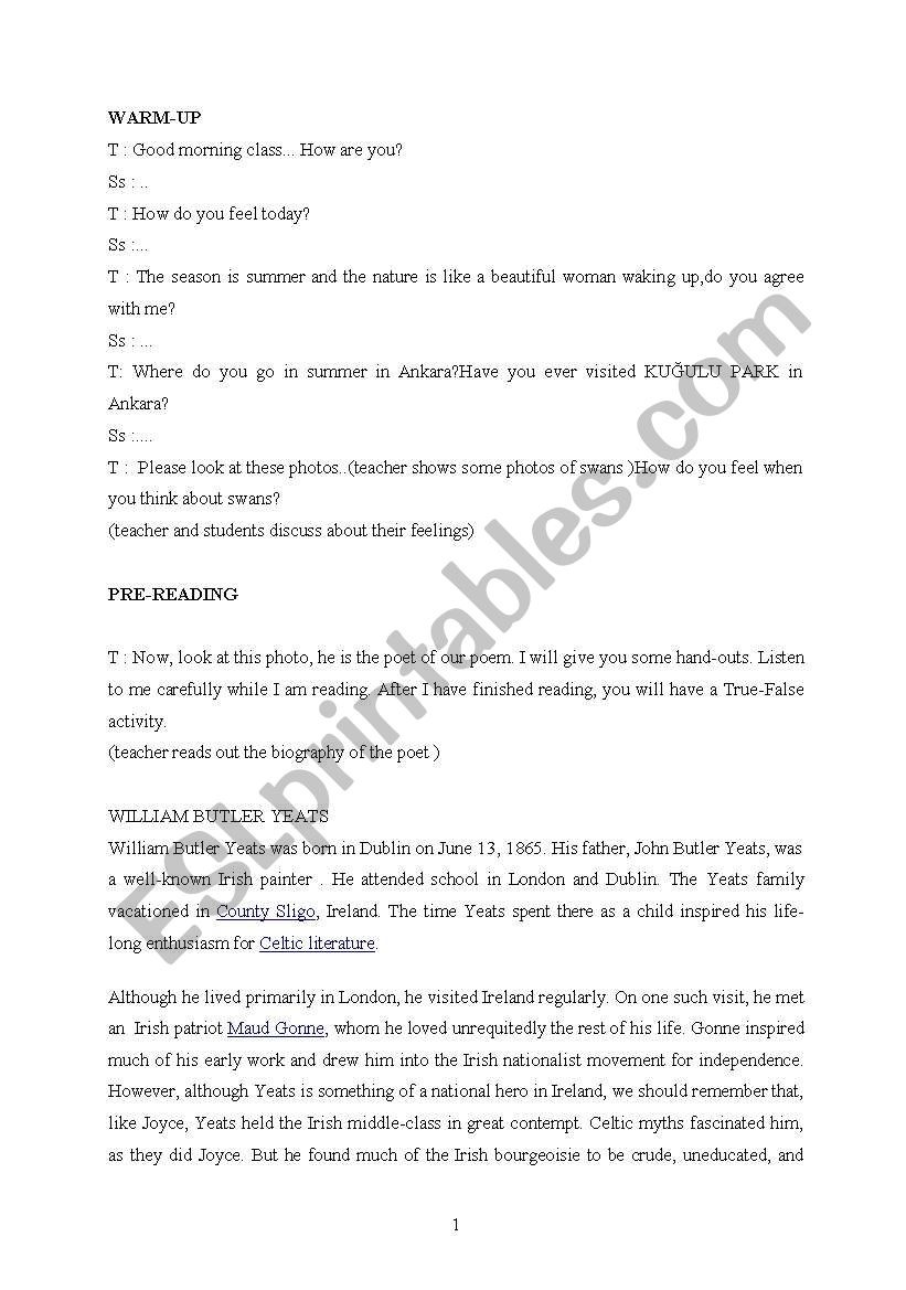 usıng poems in elt worksheet