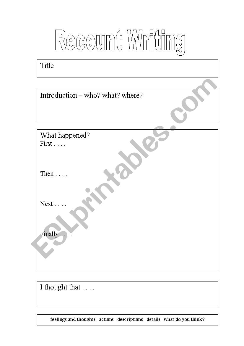 Writing Recount worksheet