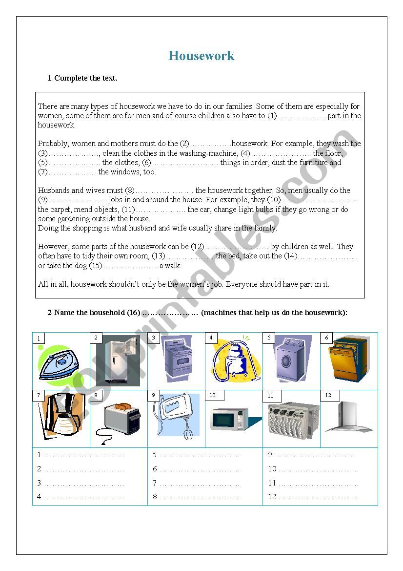 Housework and household equipment