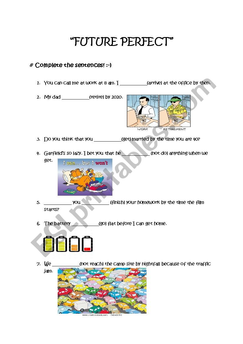 Future Perfect Tense Practice worksheet