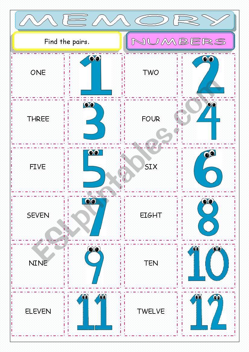 Numbers Memory worksheet