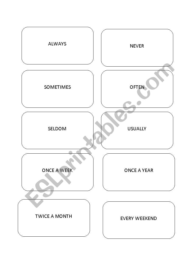 Adverbs of frequency card game