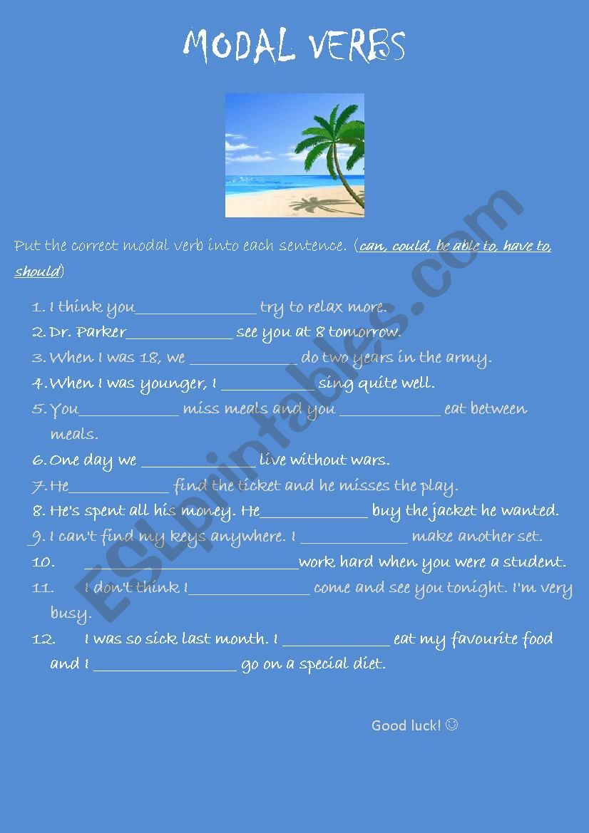 modal verbs worksheet