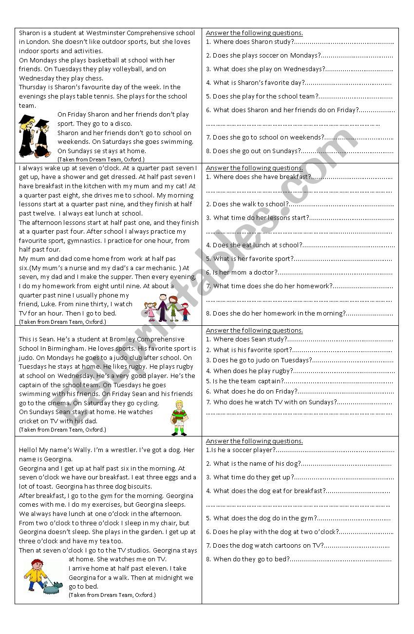 Reading Comprehension worksheet