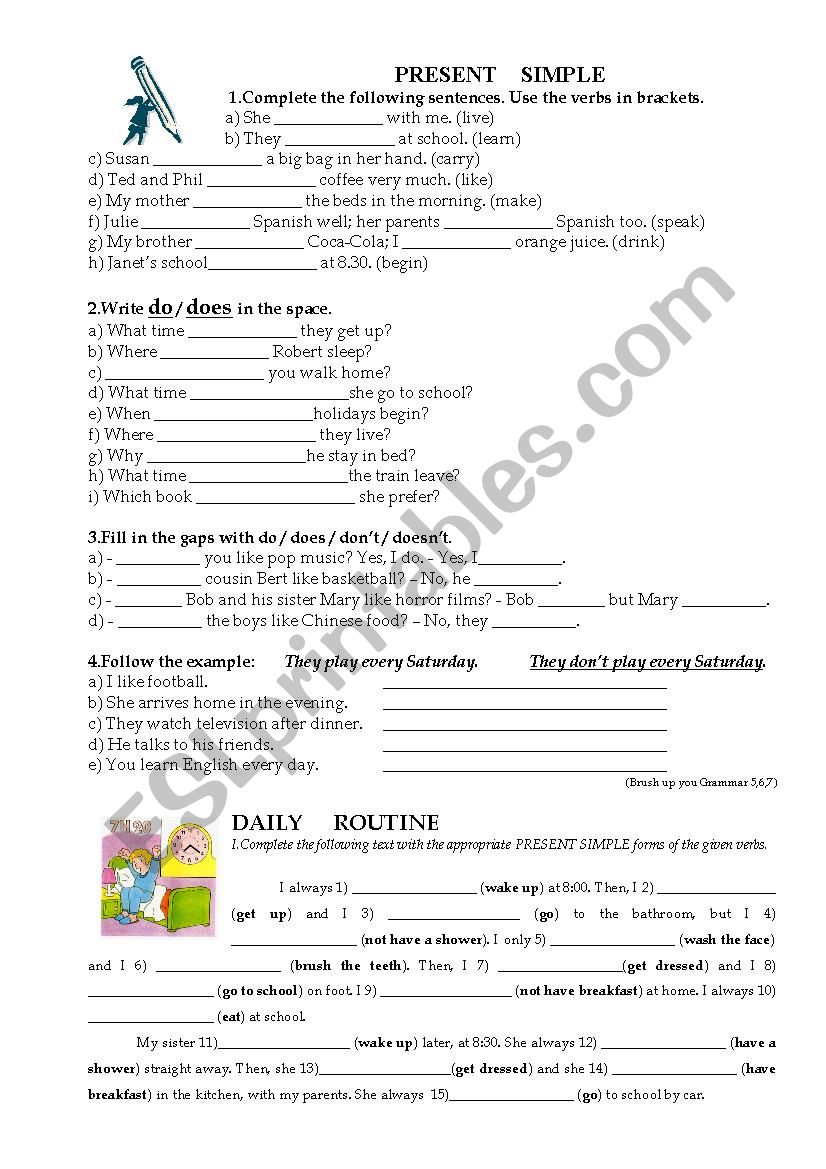 present simple worksheets worksheet