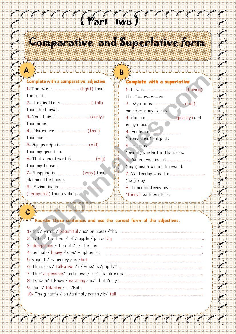 Comparative and Superlative form  part 2